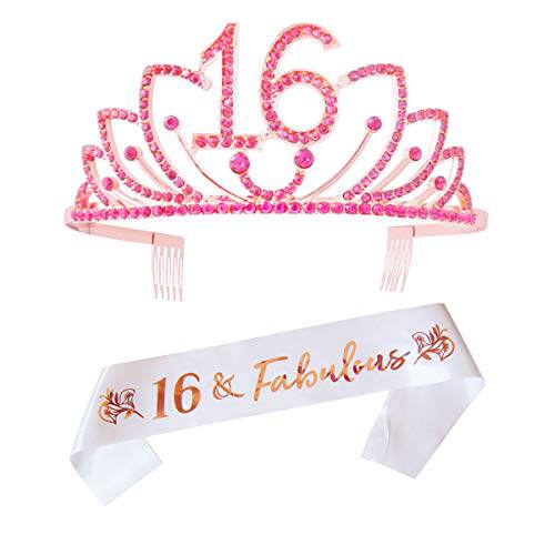 16th birthday tiara and sash,16th birthday gifts fo
