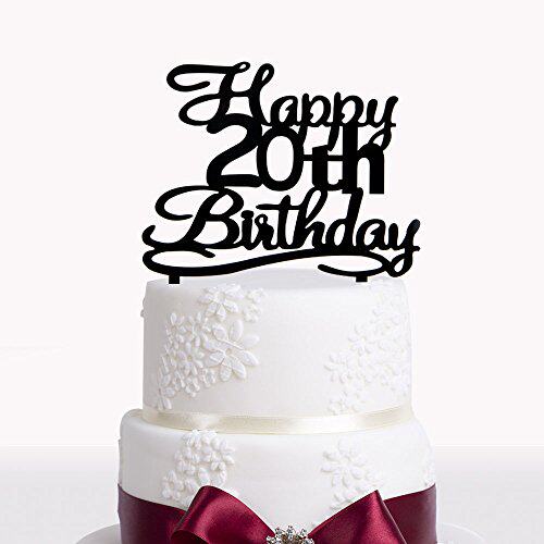 happy 20th birthday cake topper black acrylic cake