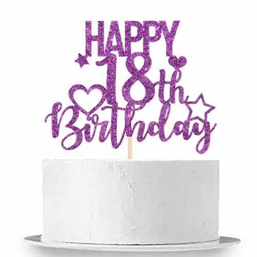 innoru purple glitter happy 18th birthday cake toppe