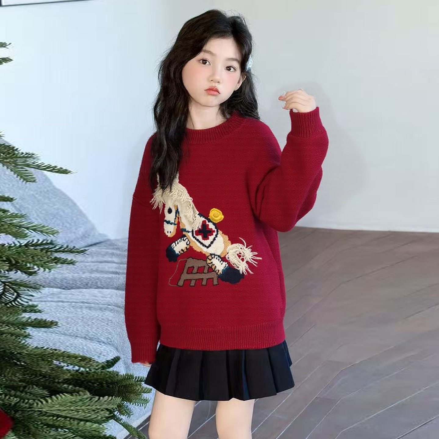 女童韩版卡通马针织衫