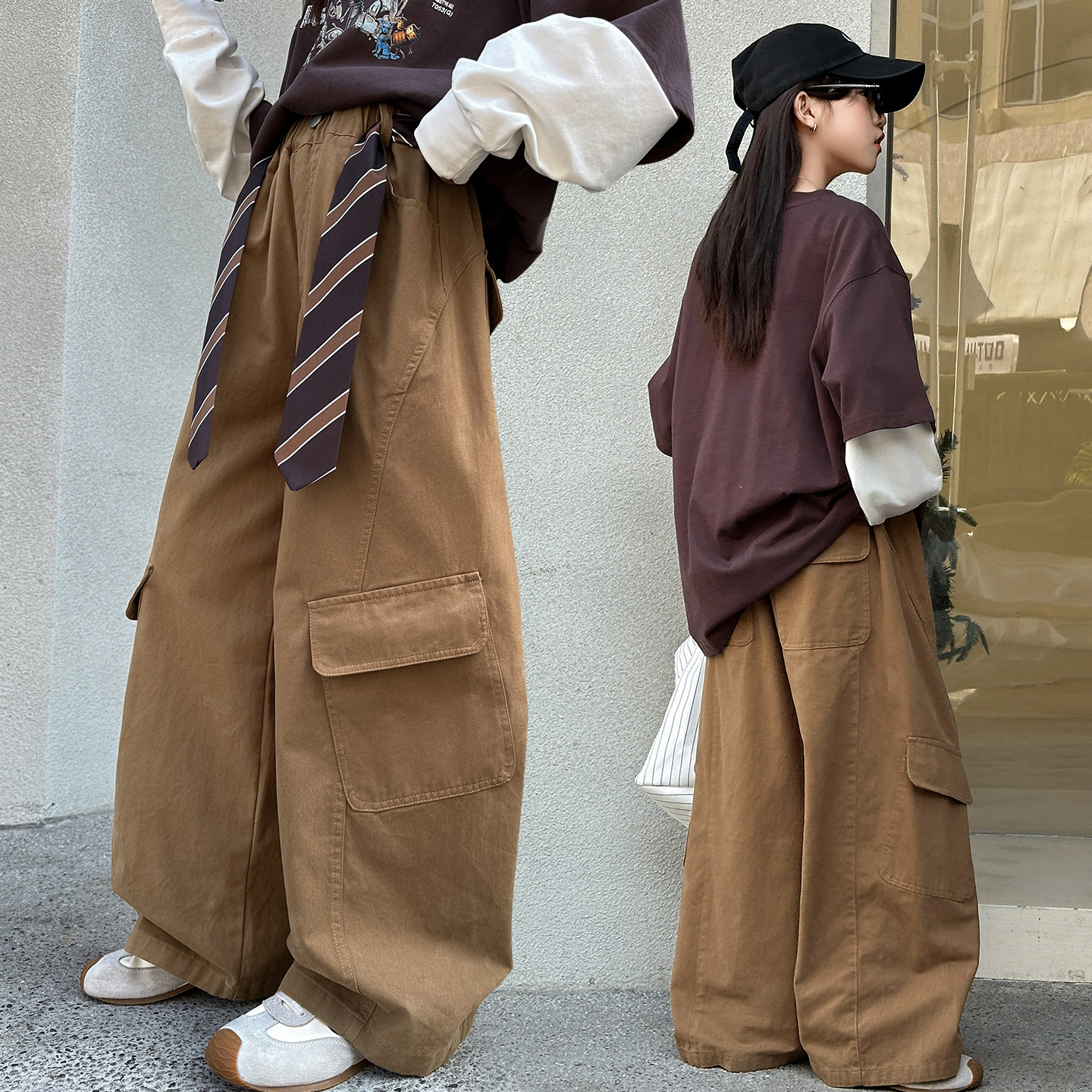 女童美式复古工装阔腿裤2026春秋新款女大童休闲裤儿童百搭长裤子,童装/婴儿装/亲子装,工装裤,淘宝优惠券,粉丝福利购,淘宝优惠卷