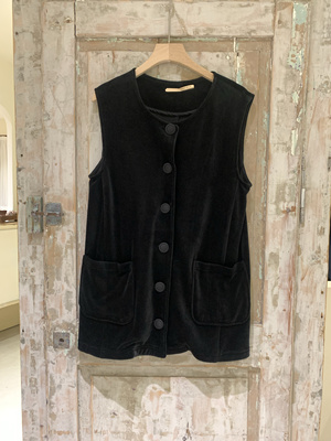 现货VIOLETTE ROOM日本小众设计黑色复古丝绒马甲