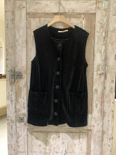 现货VIOLETTE ROOM日本小众设计黑色复古丝绒马甲