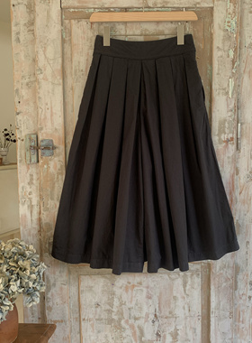 现货日本HARVESTY小众设计师品牌复古文艺时尚休闲黑色裙裤