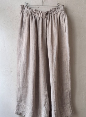日本Factory亚麻条纹裤子