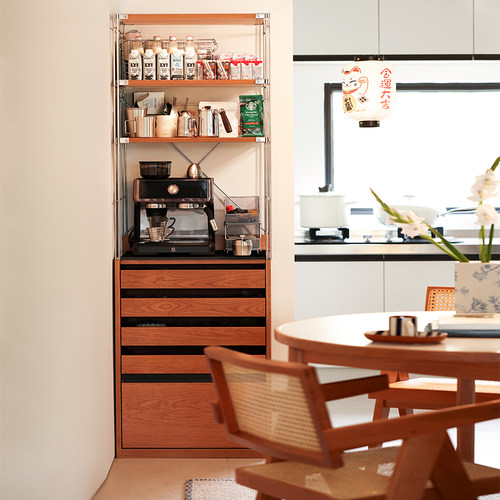 浮生记现代简约实木不锈钢餐边柜