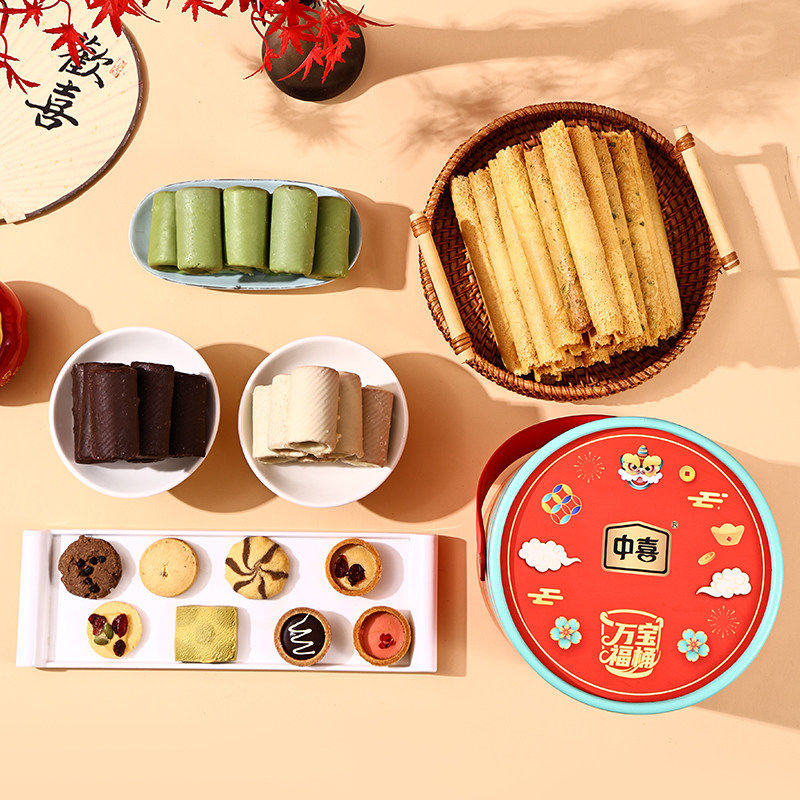 新年送礼曲奇饼干多口味点心礼盒桶装奶香蛋卷送长辈亲戚年货零食