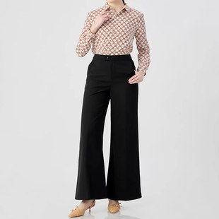 哥家商场同款2025春夏新款通勤休闲翻领狗狗印花长袖衬衫女130073