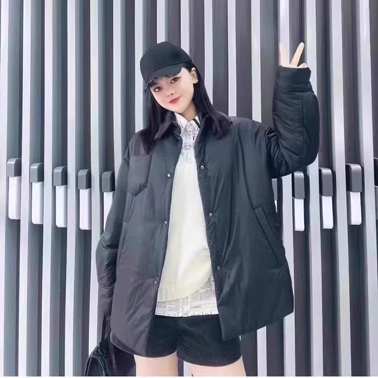哥家商场同款2025冬新款雪丽软糯翻领单排扣中长棉服外套5400658