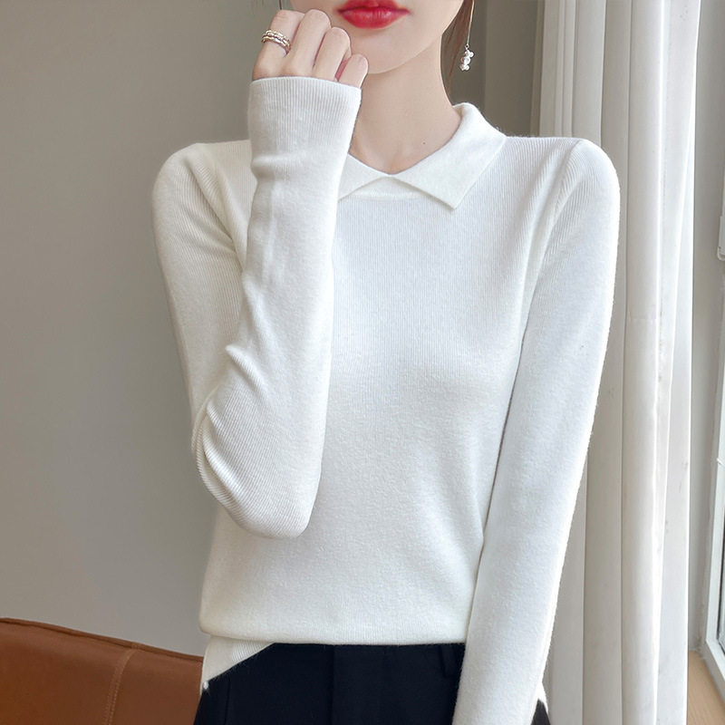 哥家商场同款羊毛针织打底衫女秋冬2025新款修身竖条毛衣A301124