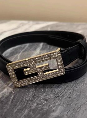 季阿玛施新颖金属长方形水钻扣皮带女装时尚真皮细腰带配饰190037