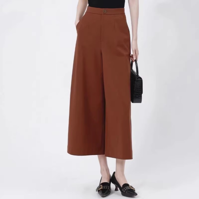 哥家商场同款2025春夏季正品高腰宽松八分阔腿裤显瘦休闲裤110035