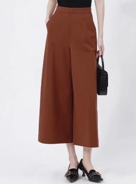 哥家商场同款2025春夏季正品高腰宽松八分阔腿裤显瘦休闲裤110035