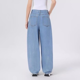 哥家商场同款2025新款休闲弯刀裤宽松扎花水洗牛仔裤女裤子510084