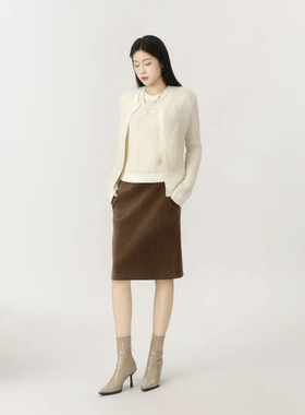 哥家商场同款2025秋冬新款小香风亮片羊毛针织开衫外套女装548046