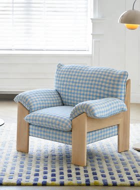 中古风韩风布艺单人沙发椅