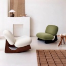 中古风摇摇椅小户型客厅卧室休闲椅设计师懒人沙发单人实木沙发椅