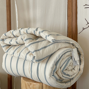简约纯棉色织水洗棉春秋被双人棉花恒温被子被芯保暖透气冬被褥子