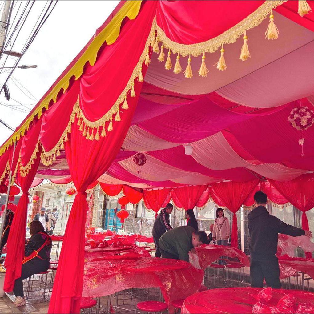 婚庆结婚酒席帐篷冰绸流苏布幔幔头商场活动开业楼梯装饰婚礼装饰
