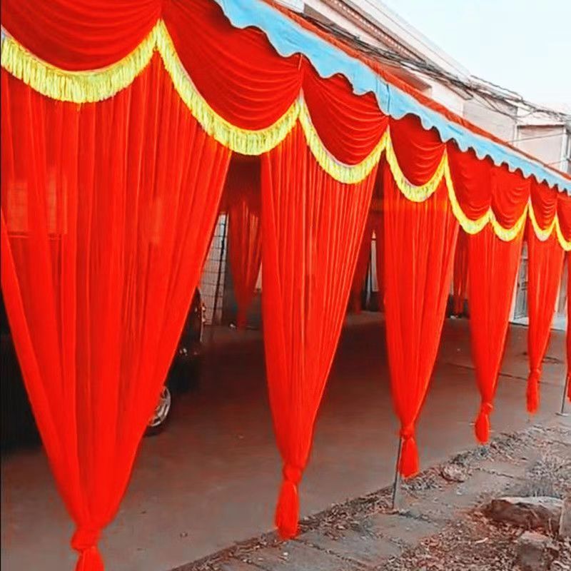 婚庆酒席活动棚房装饰纱幔婚礼室外舞台布置蓬房吊顶幔布幔酒店