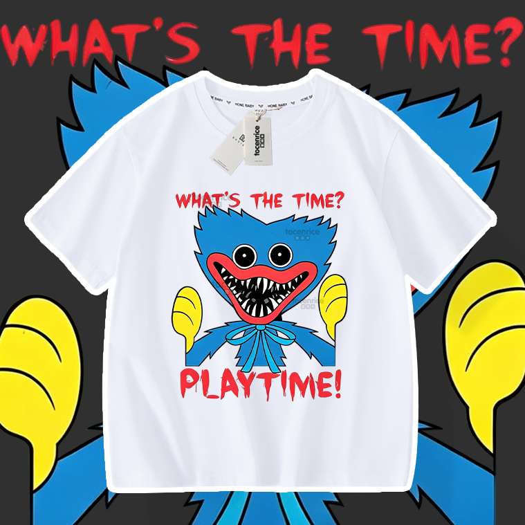 Poppy Playtime蓝猫波比的游戏时间t恤男童短袖夏季ins潮儿童衣服