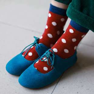 墨黛原创设计复古文艺复兴纯棉线保暖休闲多色百搭袜子