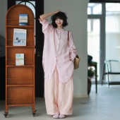 上衣 衬衫 墨黛原品女春季 立领宽松法国进口砂洗亚麻百搭休闲中长款