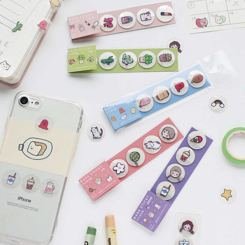 手机装饰贴纸 盐系pvc可爱清新少女元气多肉迷你手帐日记贴画