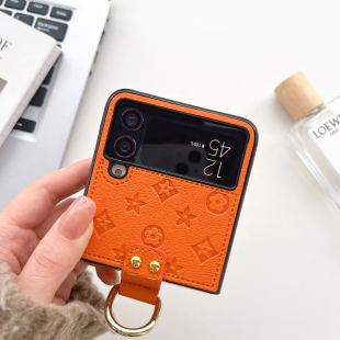 zflip6欧美Galaxy Z flip5适用韩国samsung三星Z Flip7 FE折叠指环zflip4手机壳皮w23flip女款w24时尚简约壳