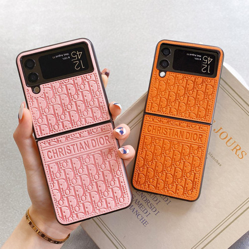 奢侈皮质三星欧美zflip4手机壳