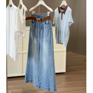 高腰显瘦宽松百搭气质直筒阔腿裤 2026新款 子 女夏季 复古微喇牛仔裤