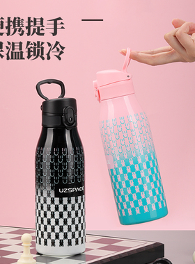优之运动保温杯女2026新款高颜值时尚水杯便携户外保冷水壶带提手