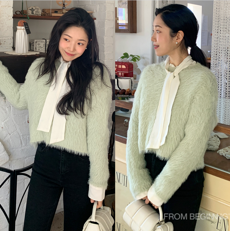 【cuckoo】韩国官网代购 from beginning 珊瑚绒毛毛针织衫毛衣