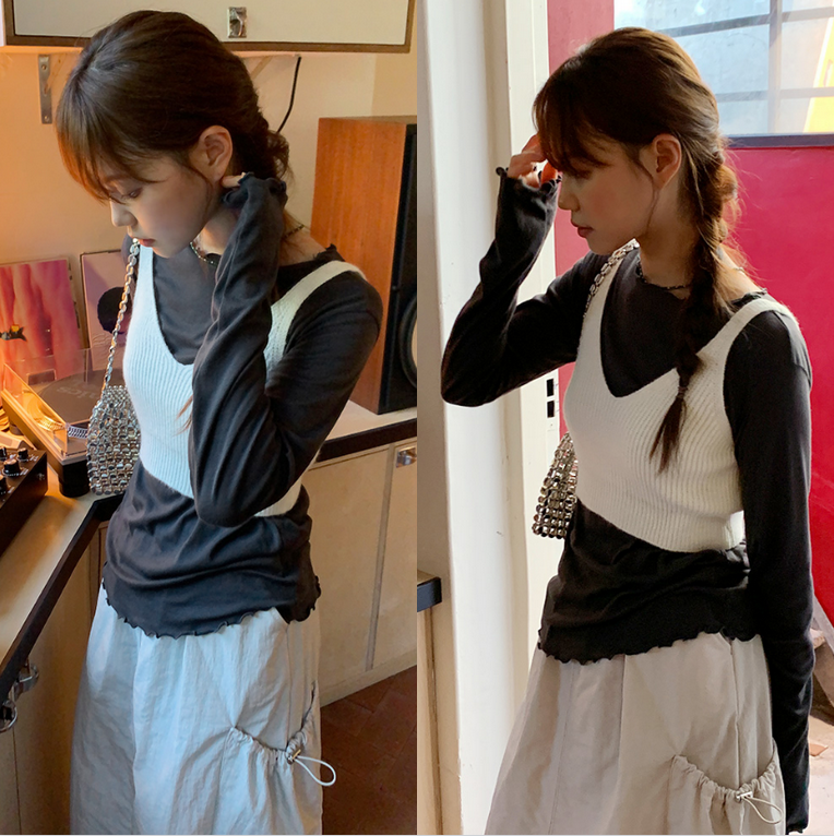 【cuckoo】韩国官网代购 from beginning 早秋卷边长袖打底衫