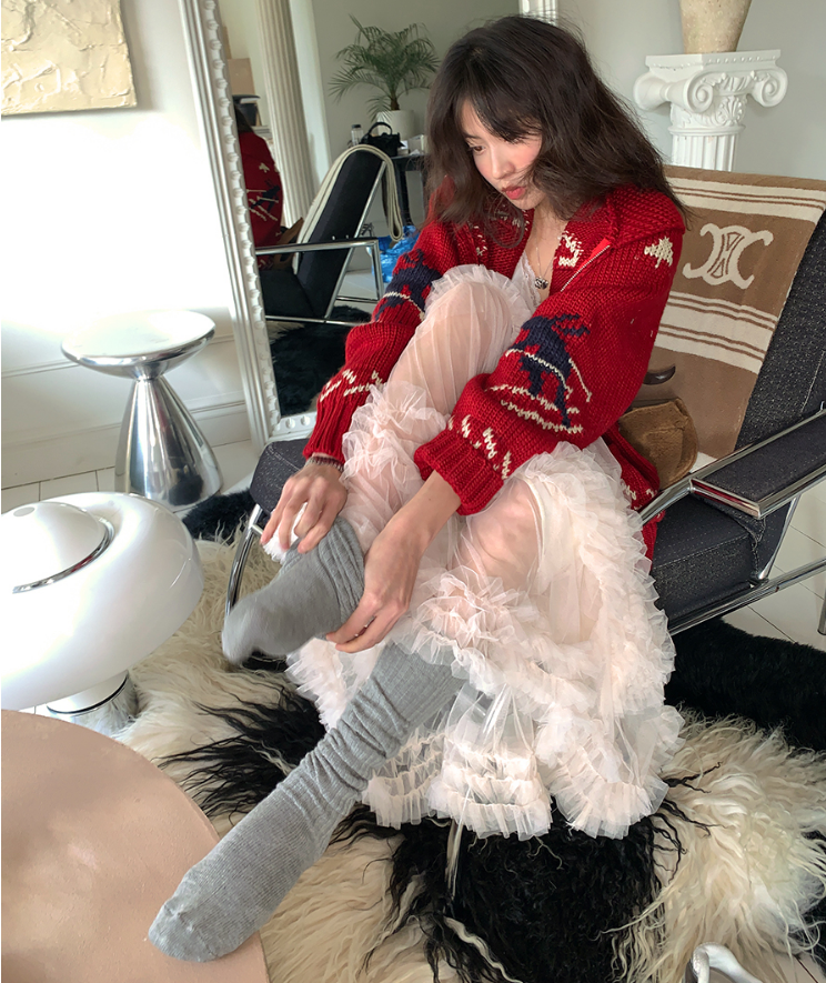 【cuckoo】韩国官网代购 from beginning 浪漫木耳花边纱裙长裙