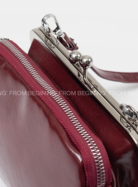 【cuckoo】韩国官网代购 from beginning 复古红色口金包单肩包