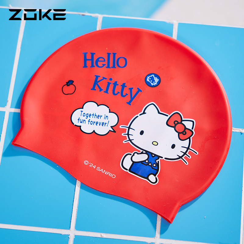 硅胶泳帽防水护发护耳儿童helloKitty防滑不勒头帕恰狗成人帽