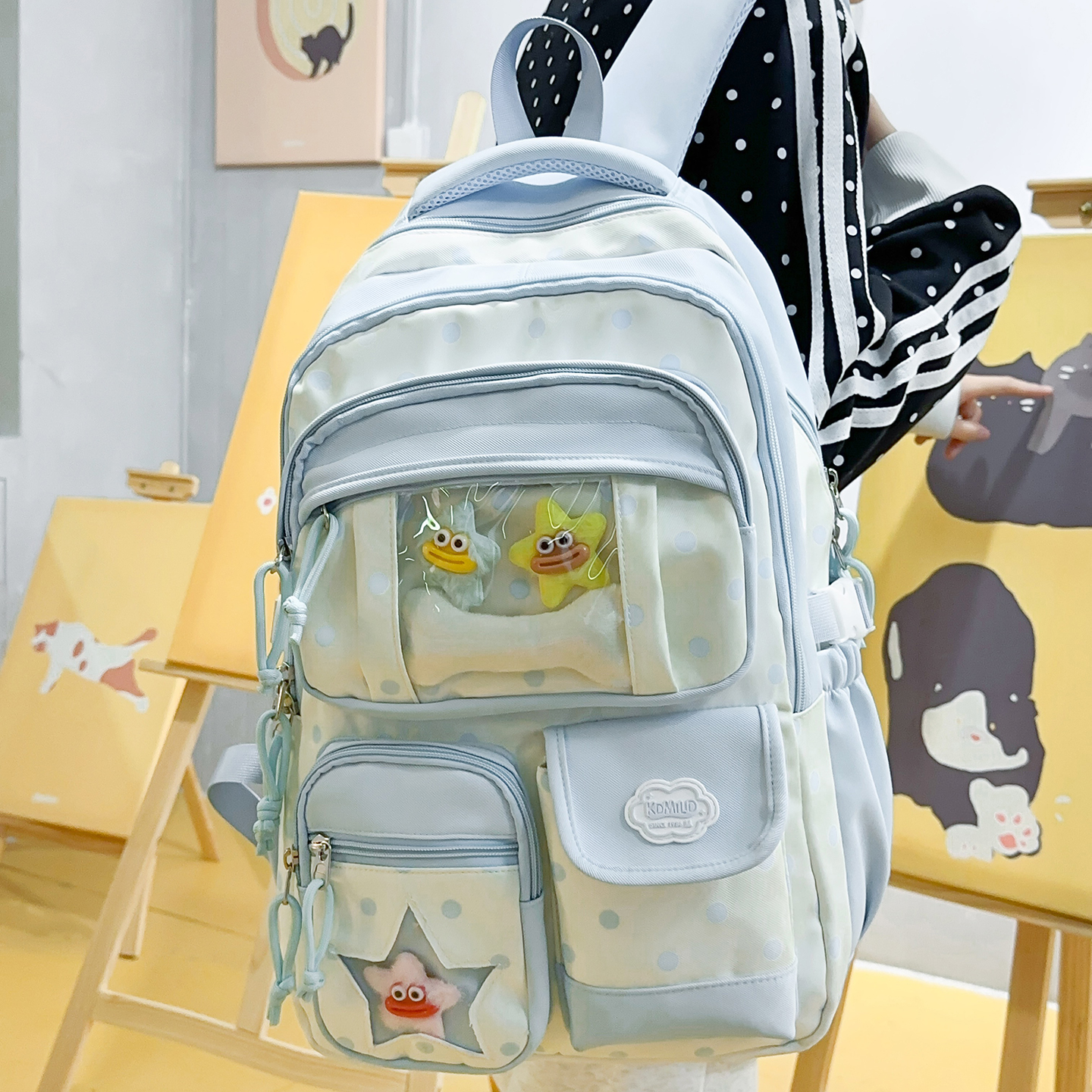 可爱透明书包女生大容量双肩包