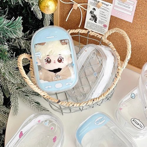 原创10cm遛娃包棉花娃可爱卡通小图案痛包pvc收纳防尘包13cm14cm