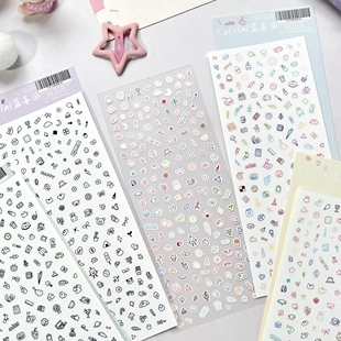 原创卡通deco小图案咕卡贴纸diy手帐点缀基础拼贴装 饰素材贴画