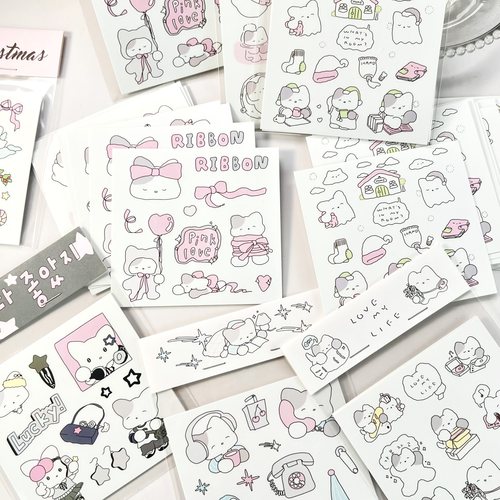 ins手绘可爱耳机猫咪咕卡贴纸