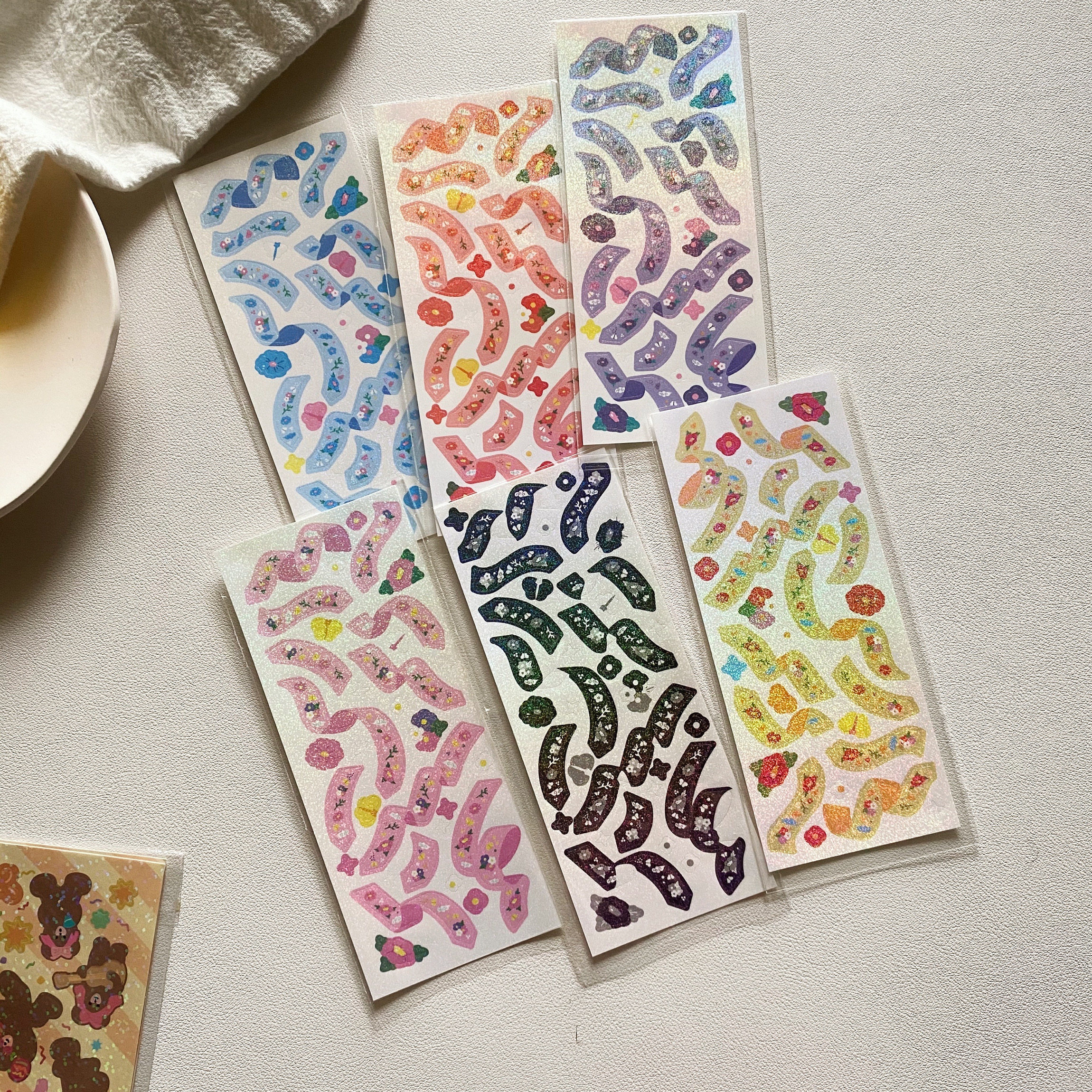 韩国ins花朵藤蔓丝带咕卡贴纸diy手账素材拍立得爱豆小卡装饰贴画