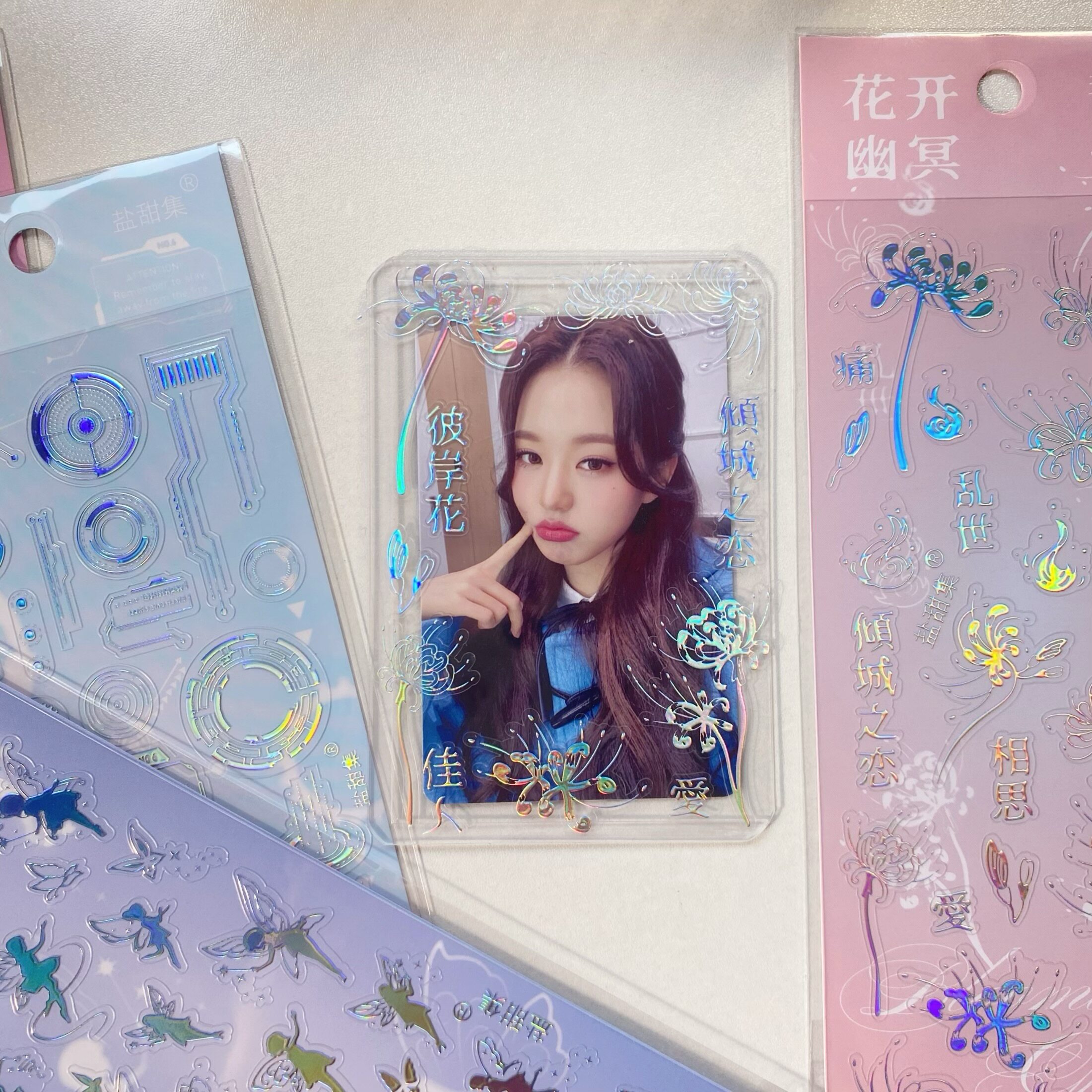 国产原创精灵骷髅花朵烫银国风咕卡贴纸寂夜星霜系列手帐装饰素材