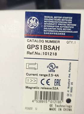 GE通用电气电动机保护器GPS1BSAH，2.5-4A电-议价