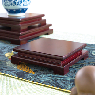 正方形花盆栽花瓶盆景底托财神紫砂壶陶瓷底座高密度板铜器奇石托