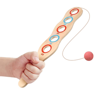 创意木制儿童手眼协调木板弹力得分技巧球抛接球减压传统互动玩具