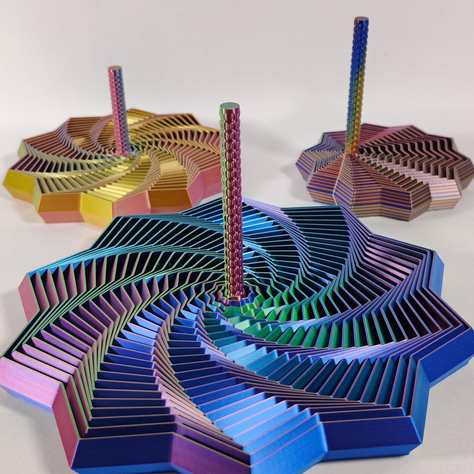 创意3D打印多边形星形旋转层层塔带手柄减压解压发泄儿童玩具礼物