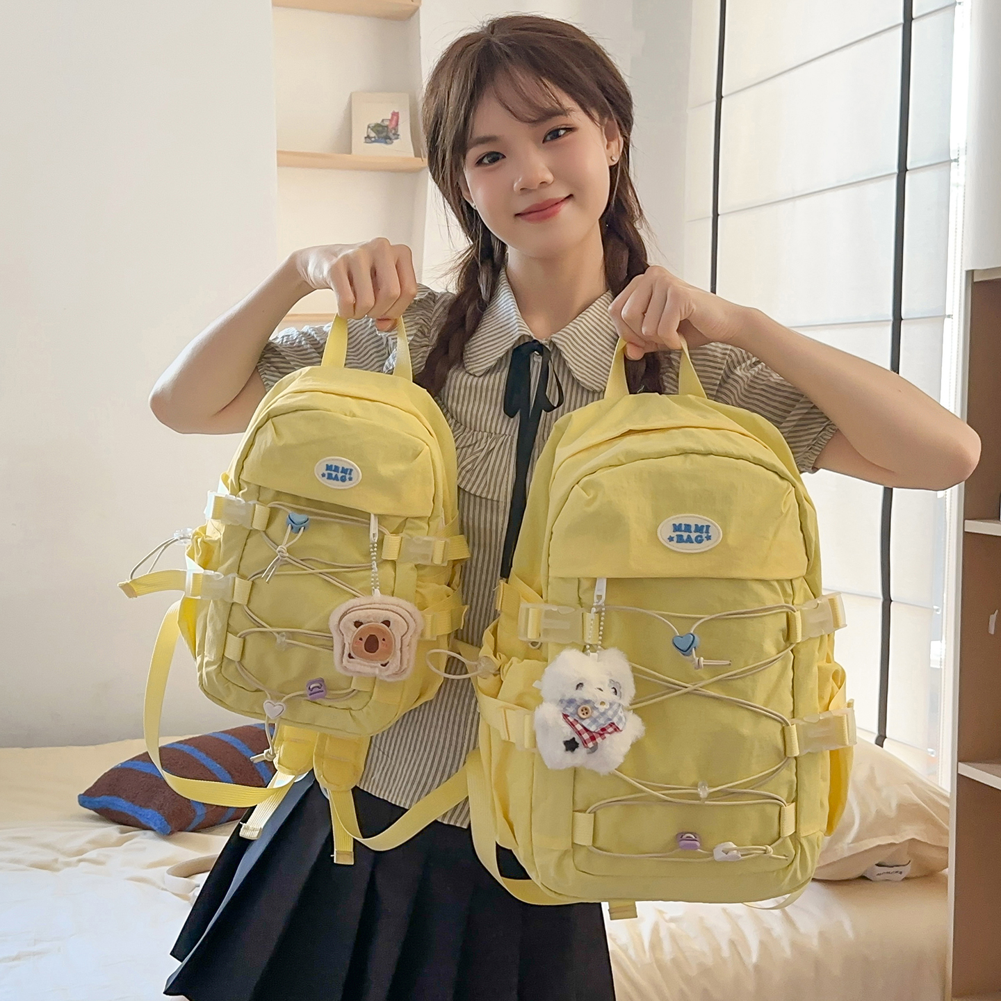 2025新款大学生高颜值书包登山旅行小背包高中初中生大容量双肩包