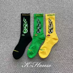 Shanghai In-Stock Chrome Hearts Matty Boy Red Lip Embroidered Flame Thigh-High Socks