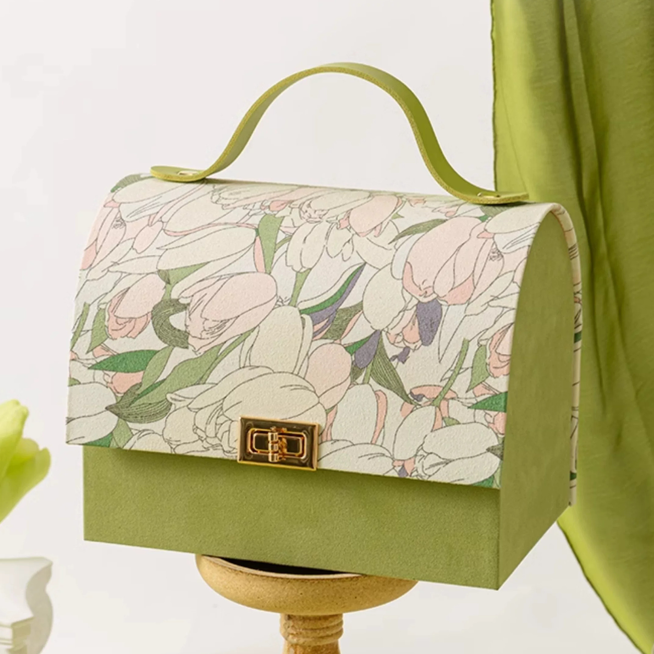 3大箱郁金香手提绿色伴手礼喜庆包装糖果完整空盒手提盒